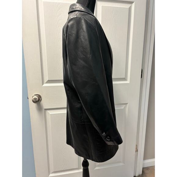 Vintage Ladies Lony G Leather Double Breasted Leather Jacket 3/4 sleeve size 12 - Picture 4 of 8